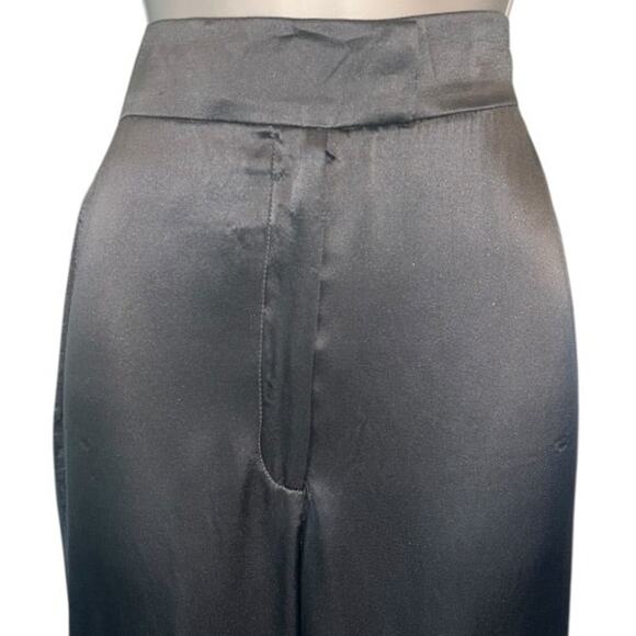 NWT Vintage GRETA Beverly Hills Steel Gray Straight Leg Silk Pants NOS Fits a 4 - Picture 4 of 15
